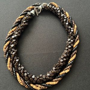 Earth Tone Wooden Bead Necklaces Lot of 2